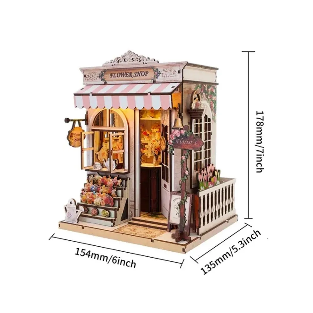 Figured'Art Miniatuurhuisjes Sweet Eaves Bloemist 3D puzzel met led