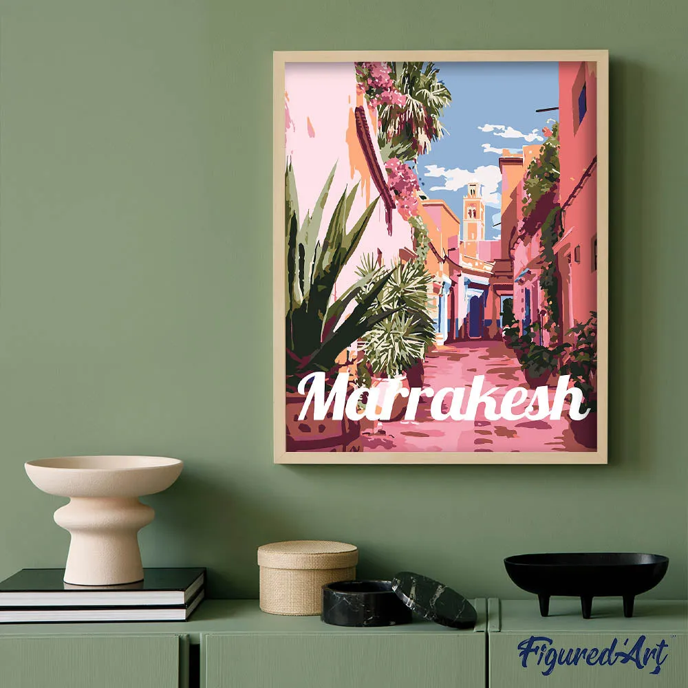 Figured'Art Reisposter Oude stad Marrakesh schilderen op nummer 40x50