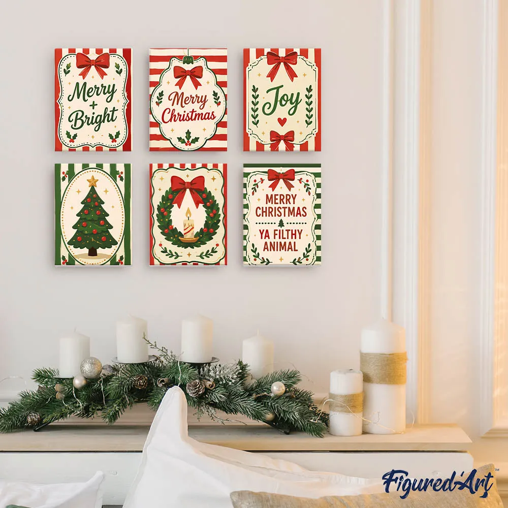 Figured'Art Vrolijke kerstwensen Mini Schilderen op Nummer 6x 15x20 cm