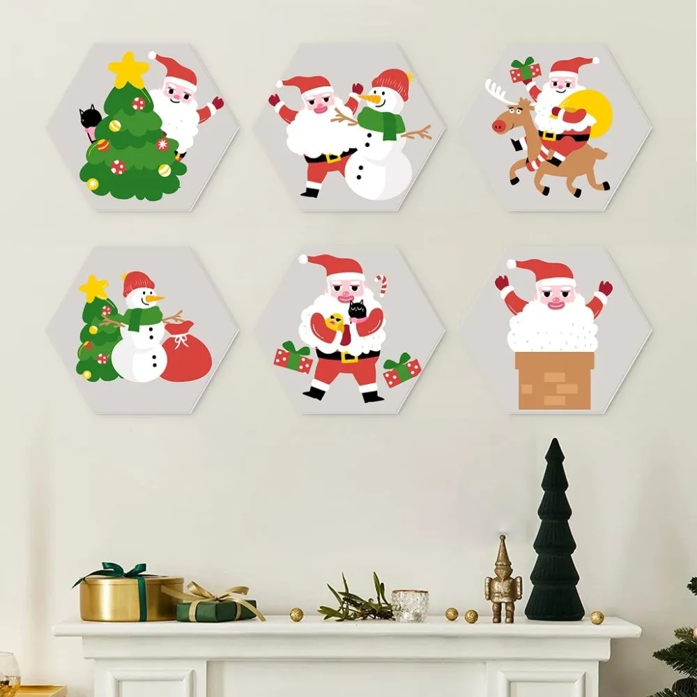 Figured'Art Kerstman en vrienden mini schilderen op nummer 6x zeshoek