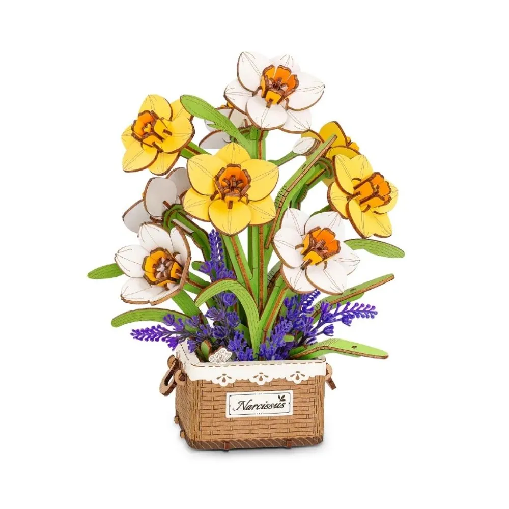 Figured'Art Narcissen 3D puzzel hout 280 stukjes bloemen