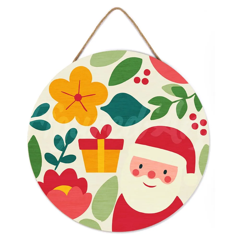 Figured'Art Kerstman en Bloemen Schilderen op Nummer Hout 30cm