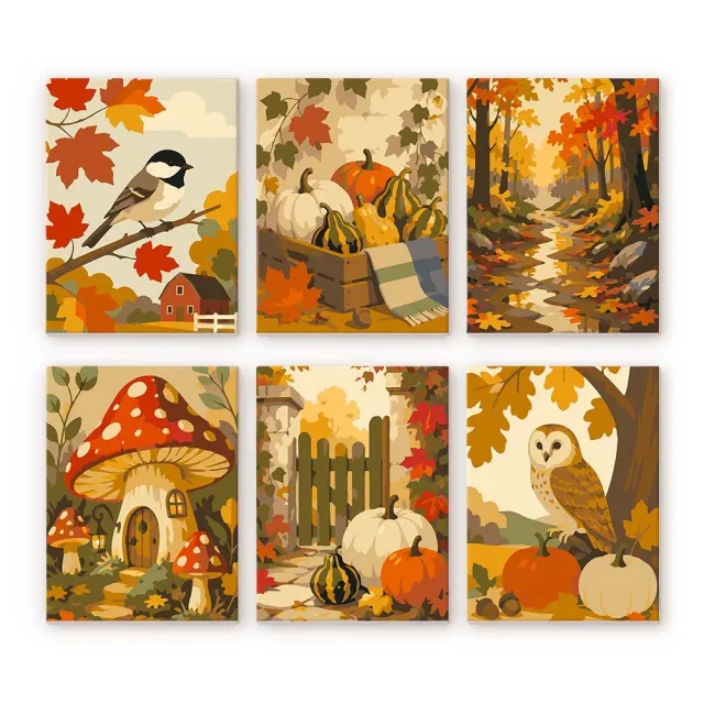 Figured'Art Oogst in het bos mini schilderen op nummer 6 stuks