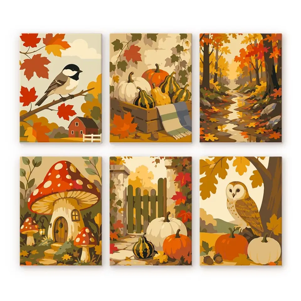 Figured'Art Oogst in het bos mini schilderen op nummer 6 stuks