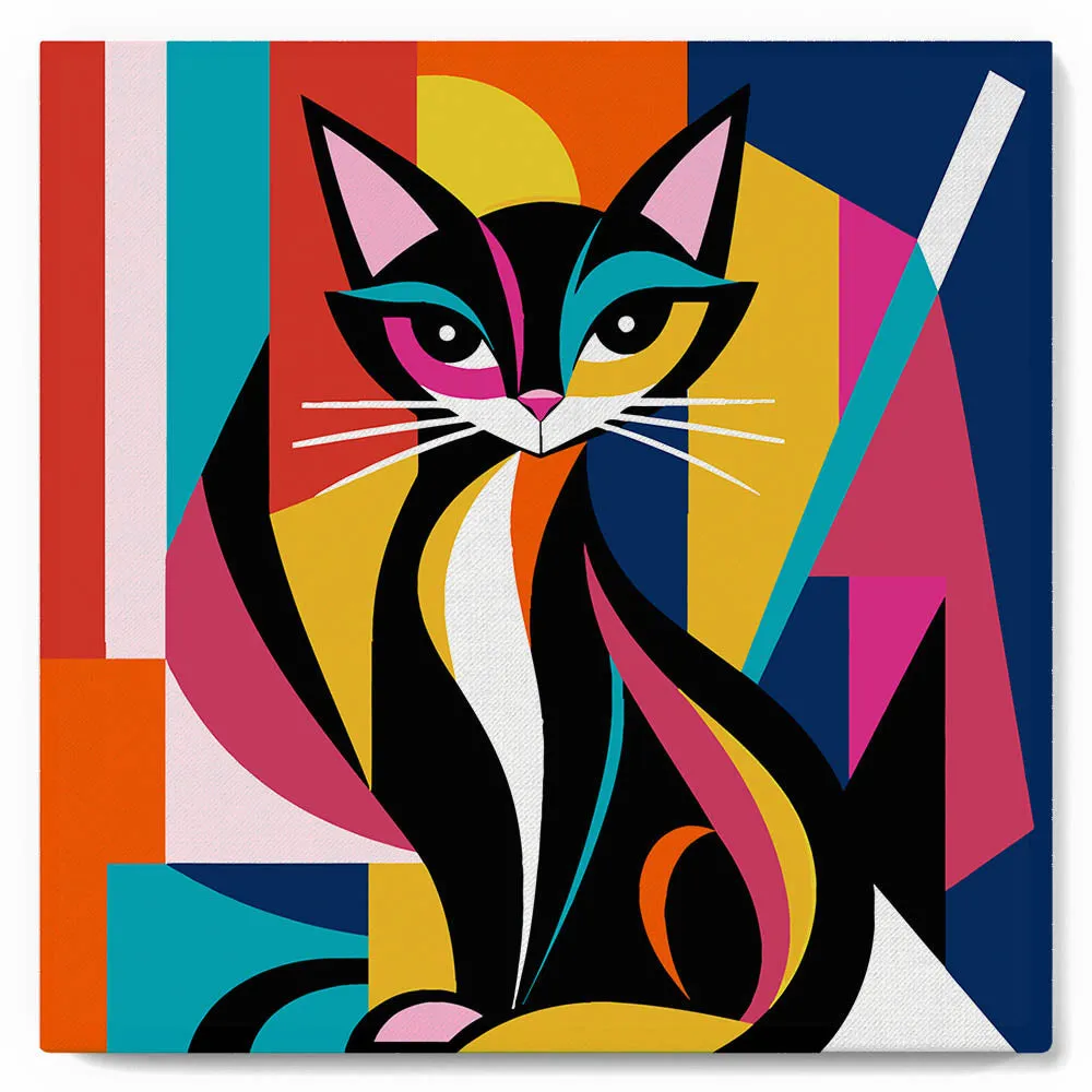 Figured'Art Abstracte Kat Mini Schilderen op Nummer 20x20 Frame