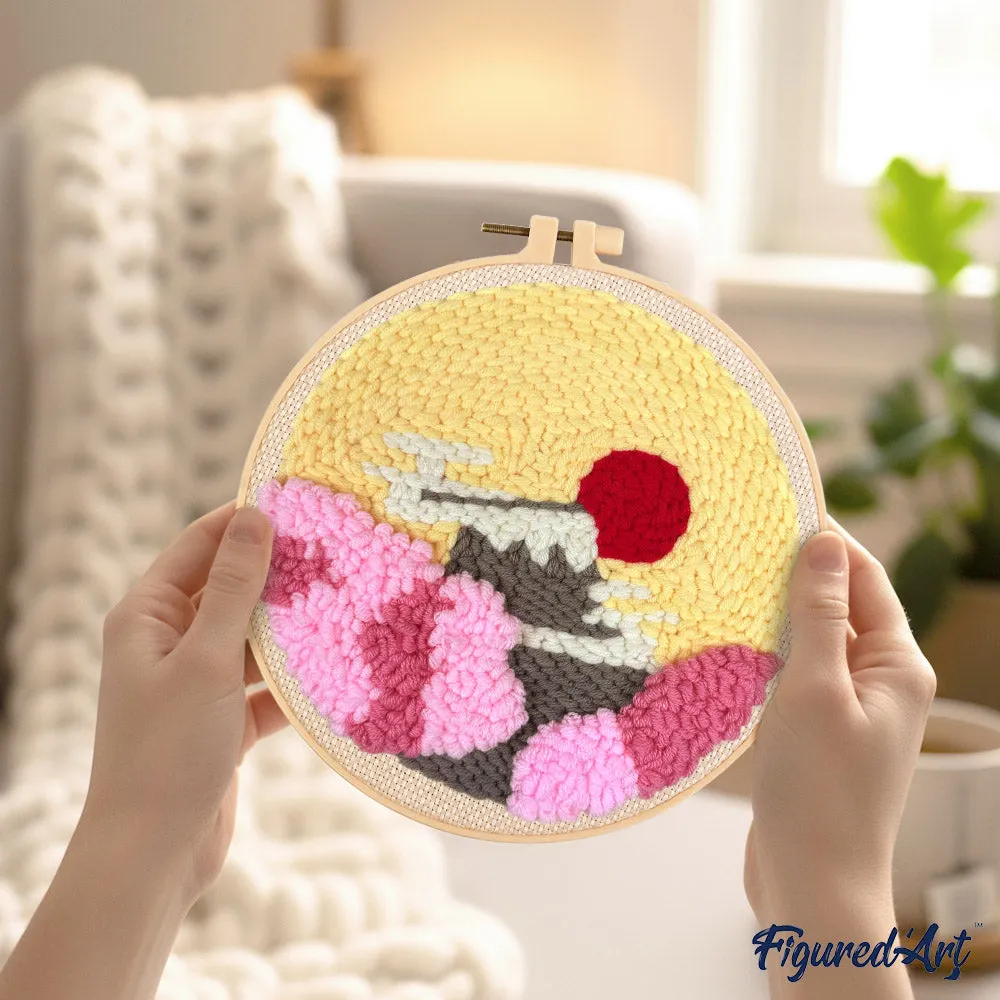 Figured'Art Punch Needle pakket Opkomende zon 20x20 wol