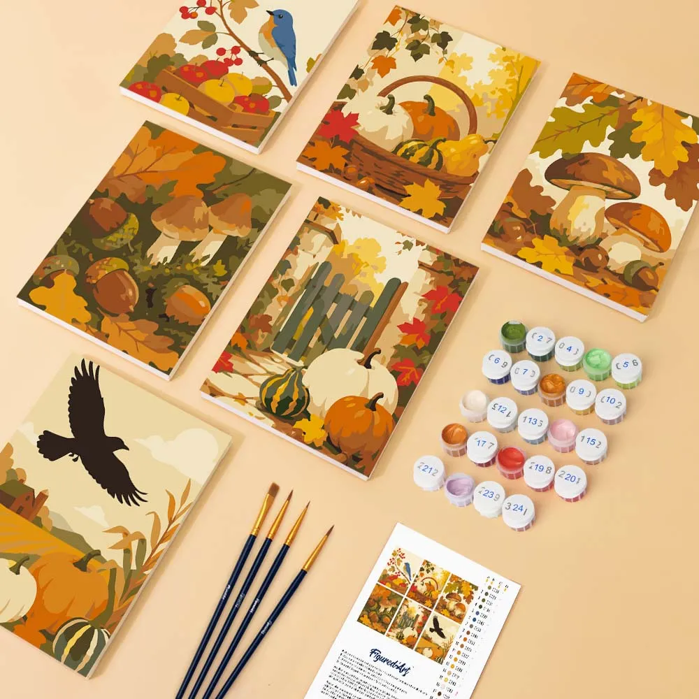 Figured'Art Mini Wilde herfstoogst schilderen op nummer 6x 15x20cm herfst