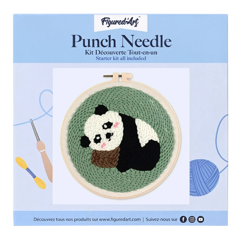 Figured'Art Panda 1 punch needle pakket rond 20cm wol