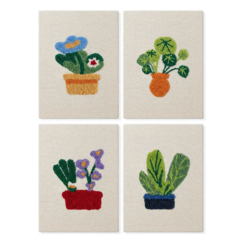 Figured'Art Botanische Sfeer punch needle set 20x30 cm 4 stuks