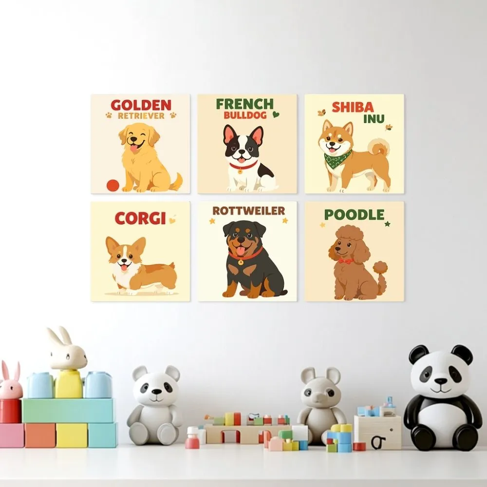 Figured'Art Mini Serie Klassieke honden schilderen op nummer 20x20cm 6 stuks