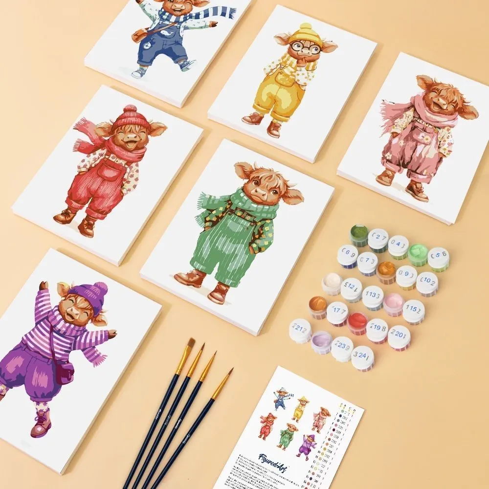 Figured'Art Pastel Boerderijverhalen mini schilderen op nummer 15x20 cm 6 stuks
