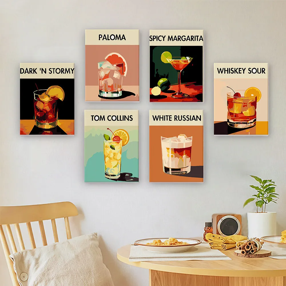 Figured'Art Serie Kunst Mixologie van Moderne Bar 2 schilderen op nummer 6 stuks