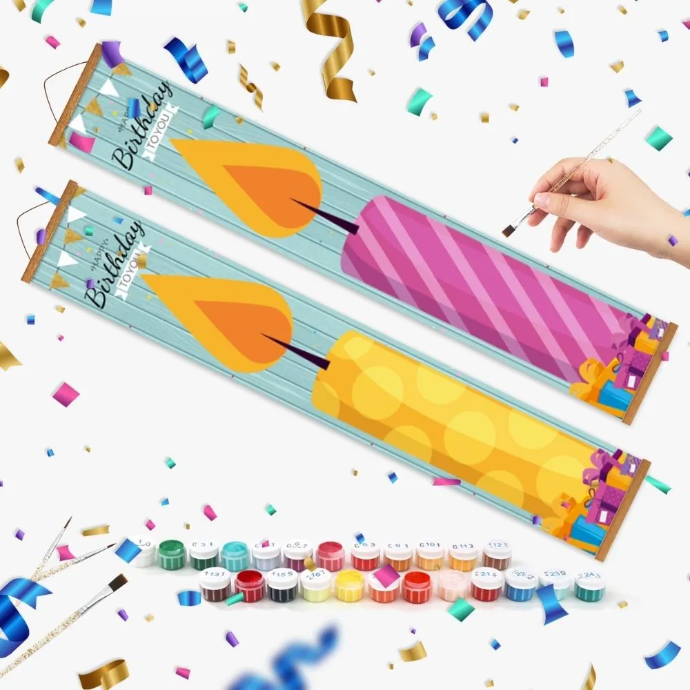 Figured'Art Verjaardags-Feston 1 deur banners schilderen 2x 20x120 cm
