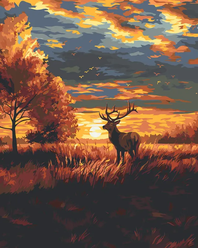 Figured'Art Majestueus Hert schilderen op nummer herfst 40x50cm