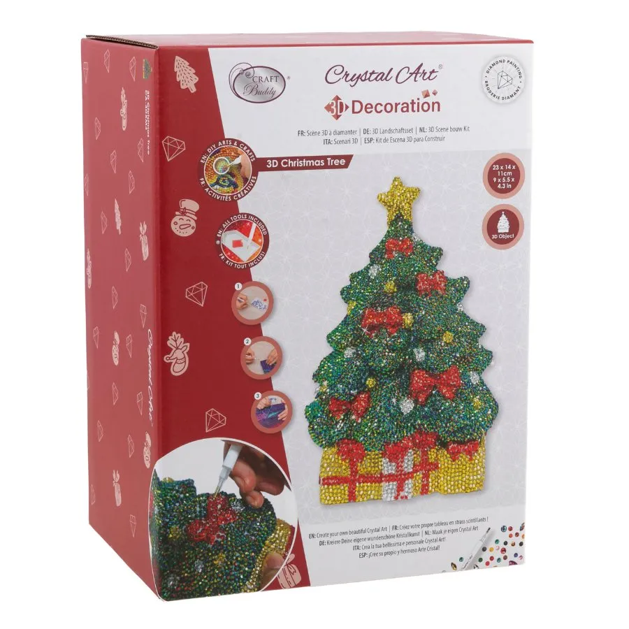 Craft Buddy Crystal Art Christmas Tree 3D decoratie 23 cm feestelijk