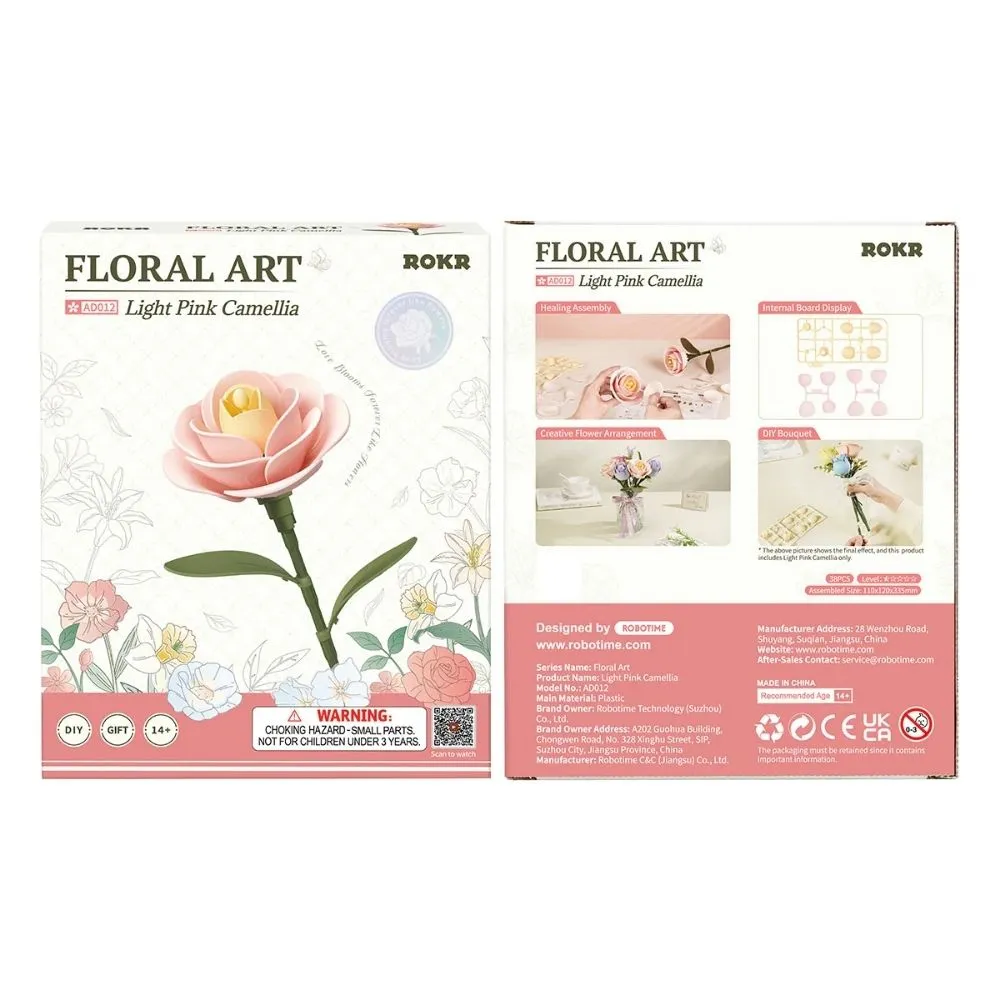 Figured'Art Lichtroze Camelia 3D Puzzel 38 Stukjes
