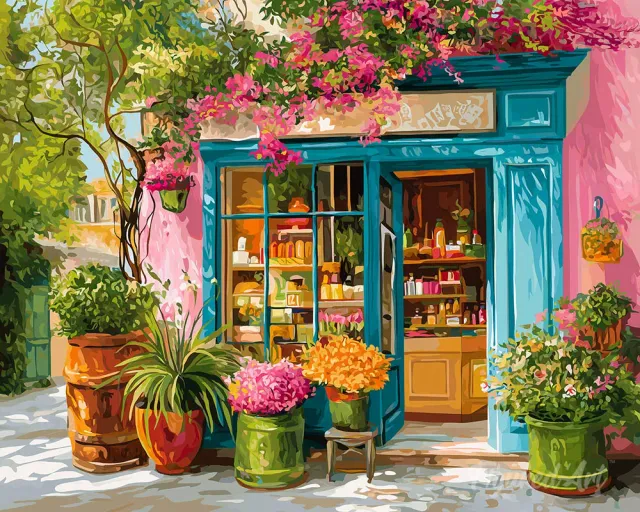 Figured'Art De bloemenmarkt diamond painting 40x50 cm full drill
