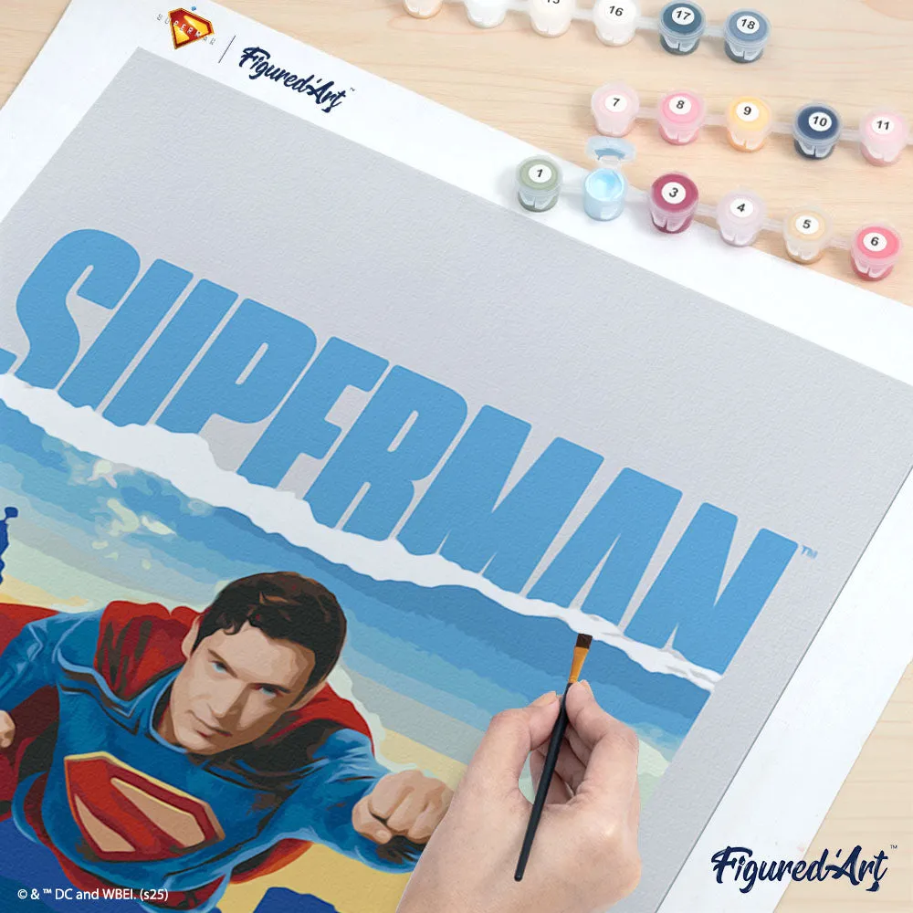 Figured'Art Schilderen op Nummer Superman Skyline schilderij 40x50 cm
