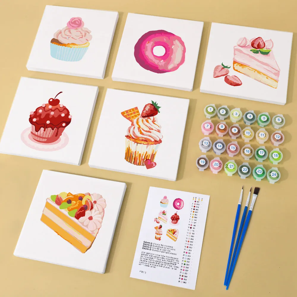 Figured'Art Mini Zoete Desserts 2 schilderen op nummer 6x 15x15 cm