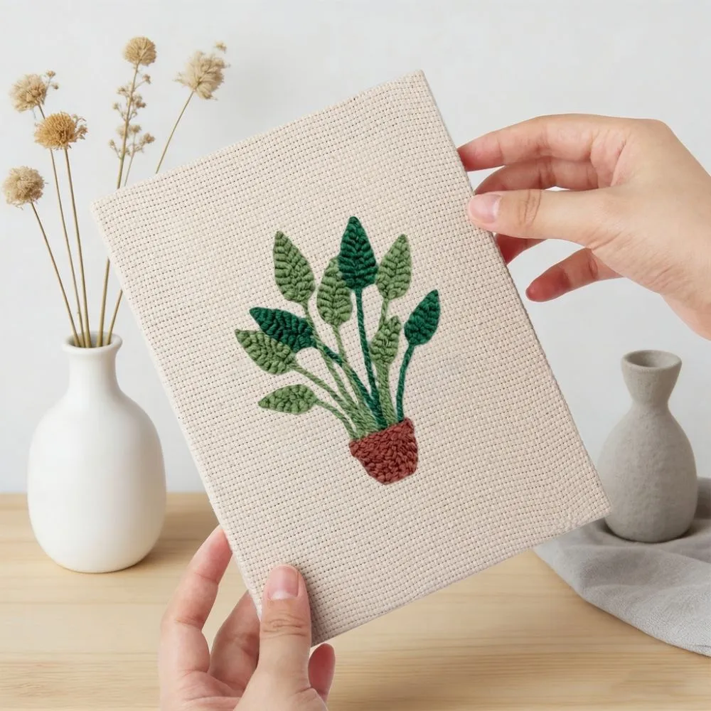 Figured'Art Weelderig Bladgroen punch needle set 4 stuks plant