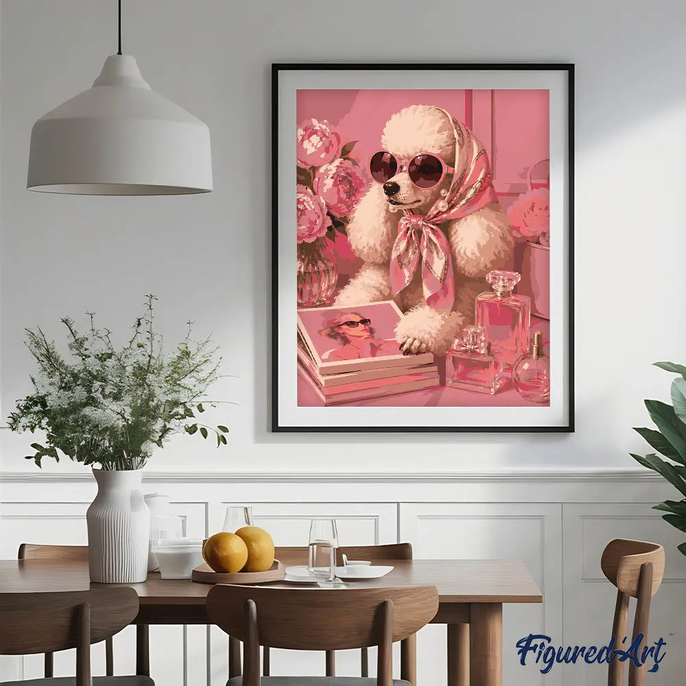 Figured'Art Roze Chic schilderen op nummer 40x50 cm hond