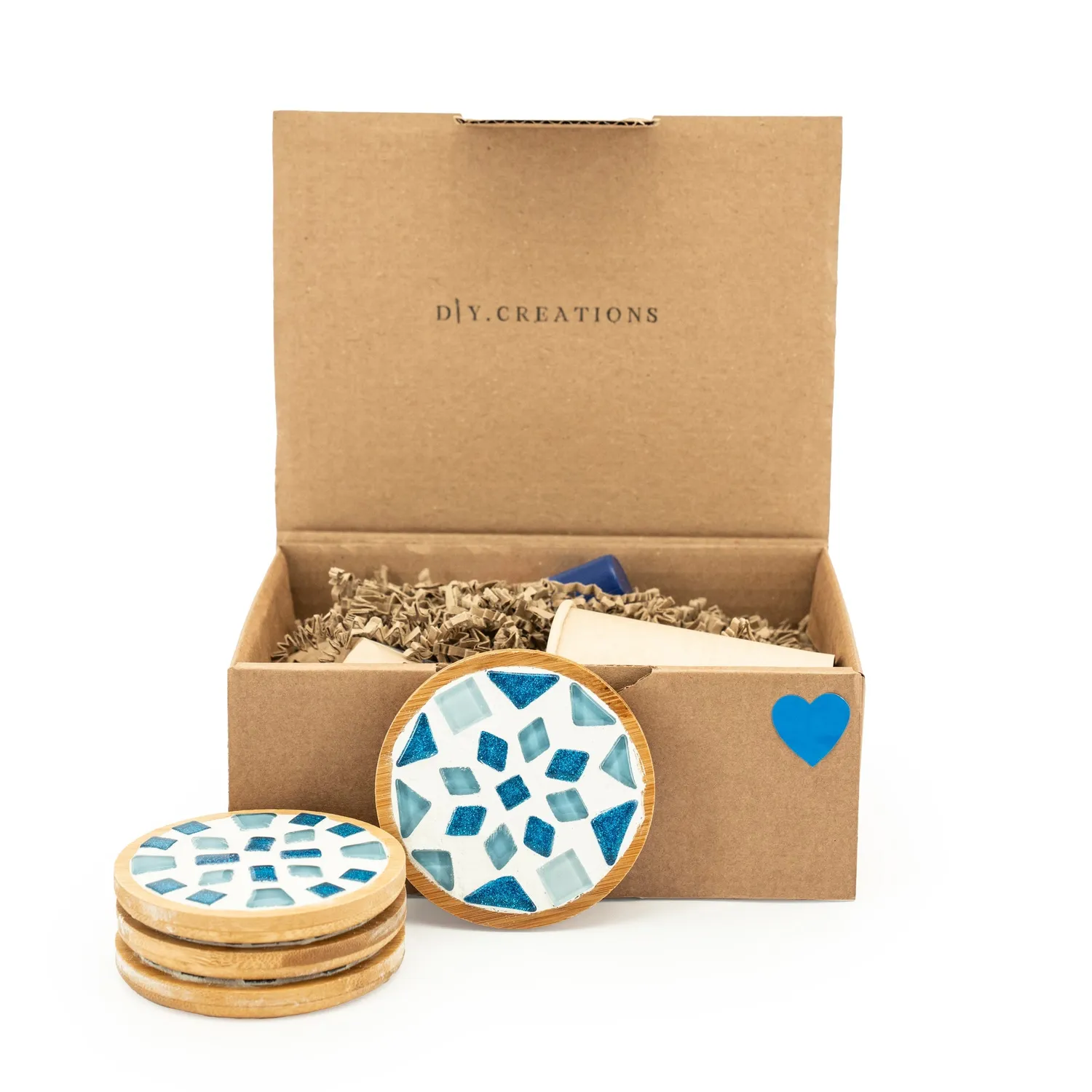 DIY Creations Cozy Coaster mozaïek onderzetters pakket zwart 4 stuks