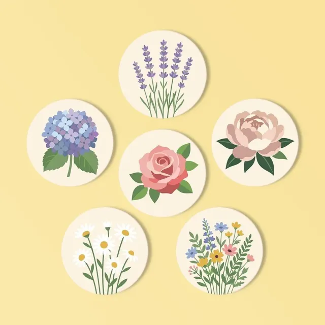 Figured'Art Pastelboeket schilderen op nummer onderzetters 6 stuks