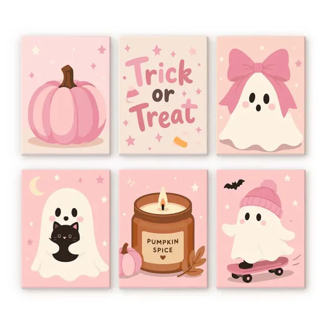 Figured'Art Roze Halloween mini schilderen op nummer 6 stuks