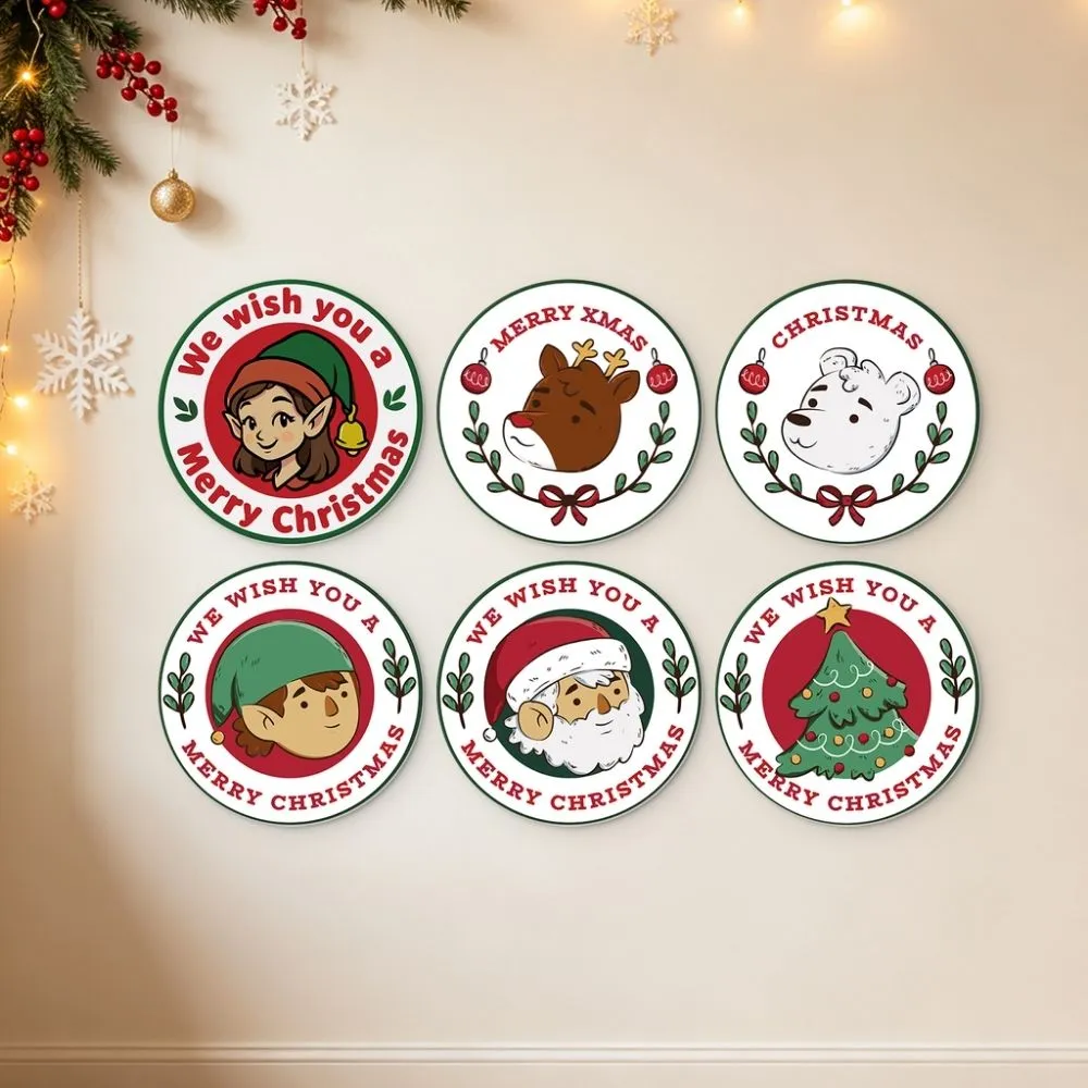Figured'Art Mini Serie Vintage kerstzegels schilderen op nummer 6x Ø20cm rond