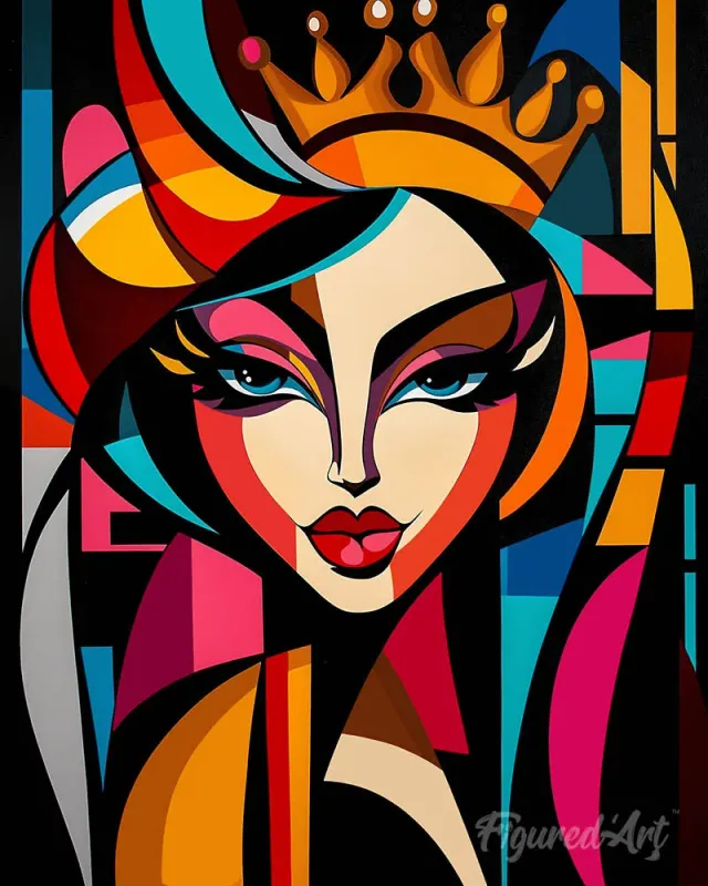 Figured'Art Gedurfd Abstract Koningin diamond painting 40x50cm vrouw