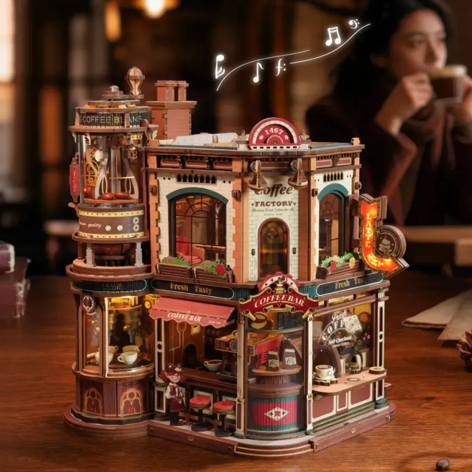 Figured'Art 3D Puzzel Droomkoffie houten bouwpakket 593 stukjes