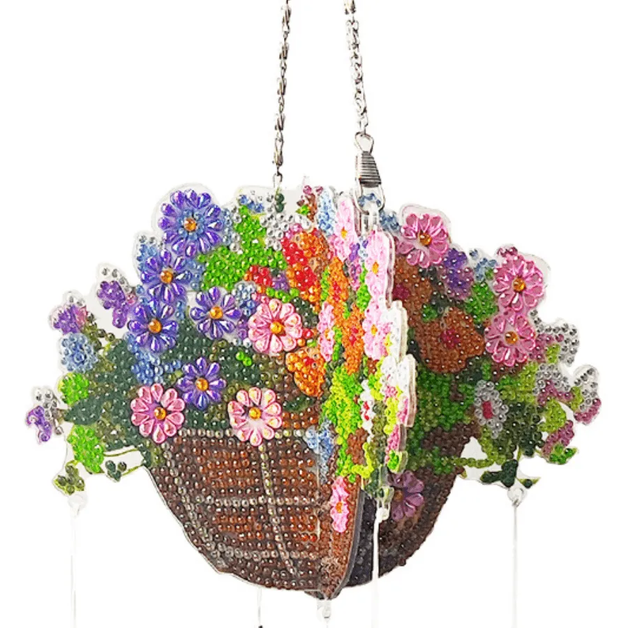 Craft Buddy Crystal Art Flower Wind Chime hanger 73cm bloemen