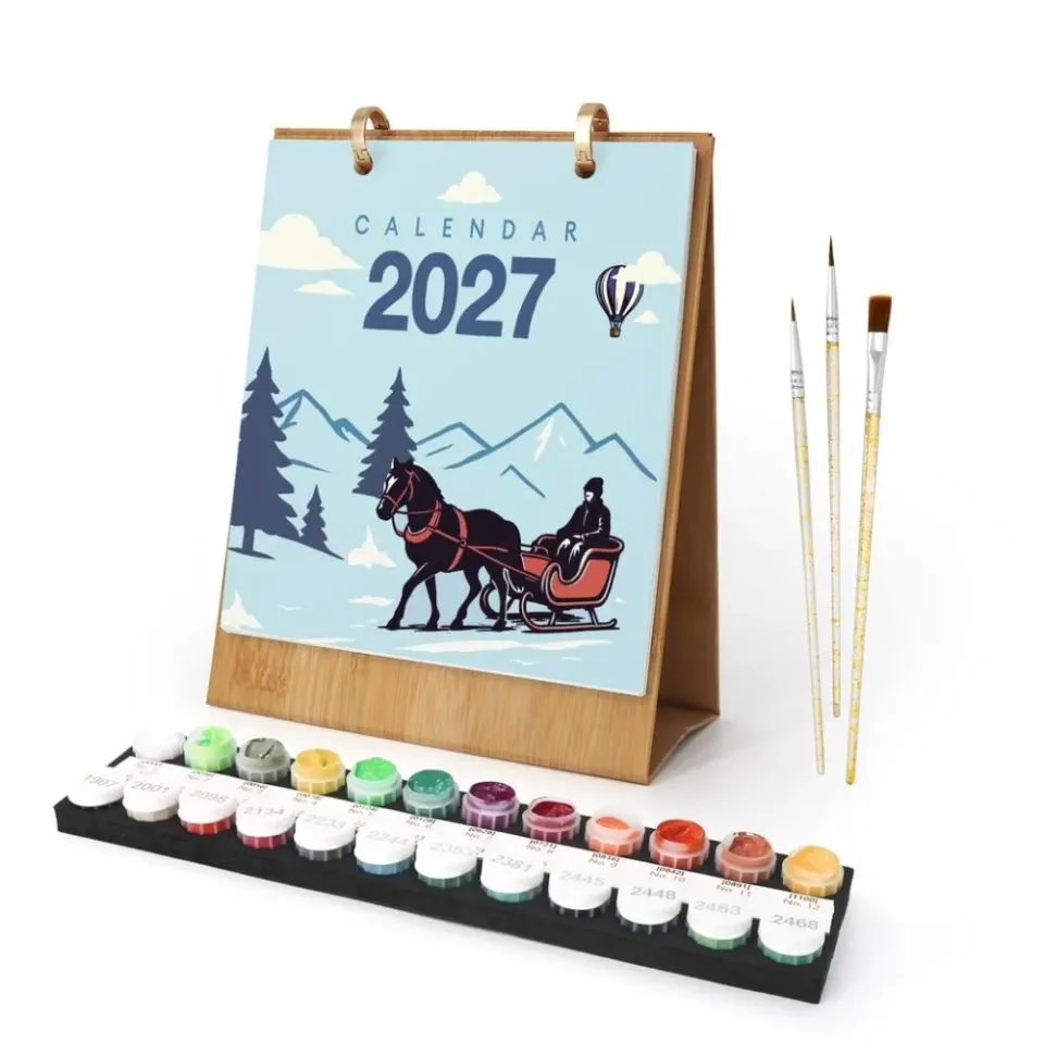 Figured'Art Op Reis kalender 2027 schilderen op nummer vintage