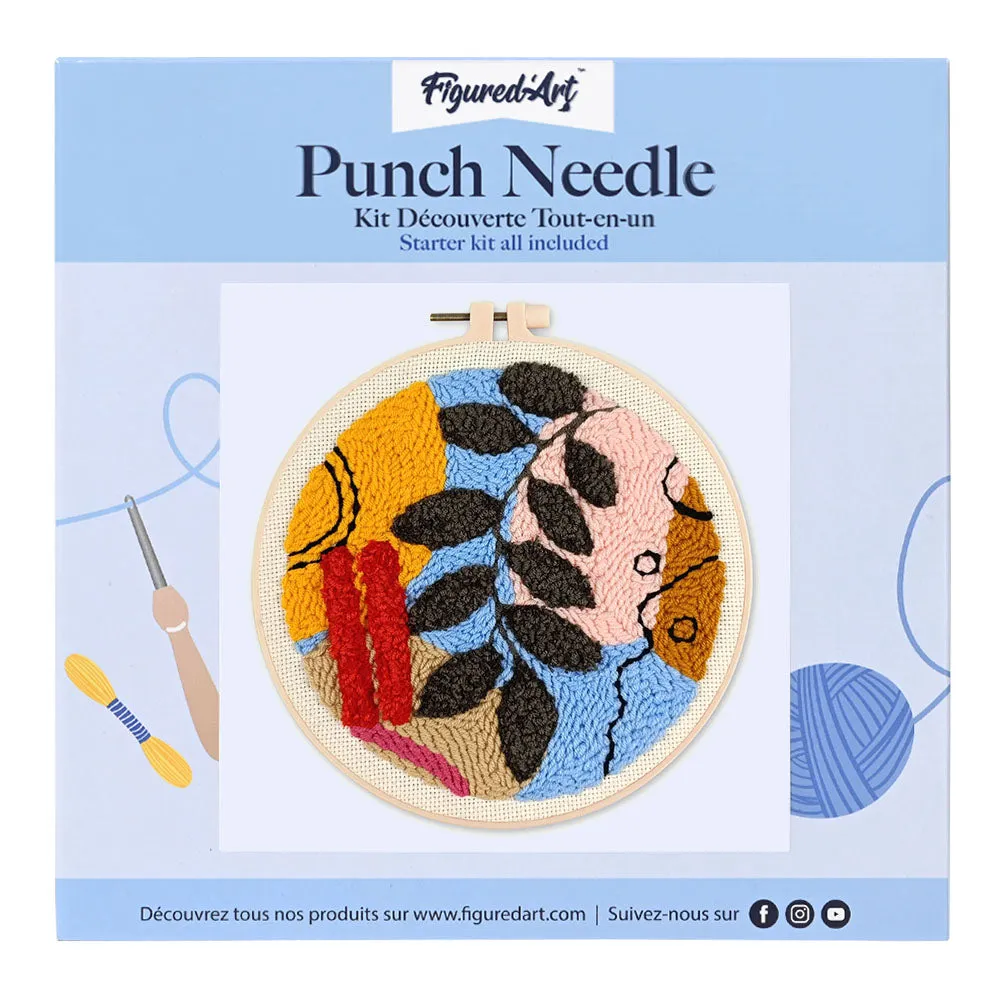 Figured'Art Botanische abstractie 4 punch needle pakket 20 cm wol
