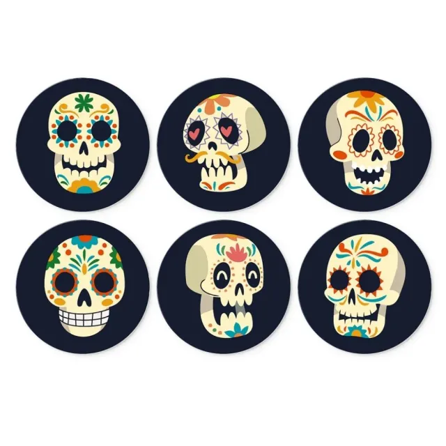 Figured'Art Día de los Muertos schilderen op nummer Ø20 cm set van 6 rond