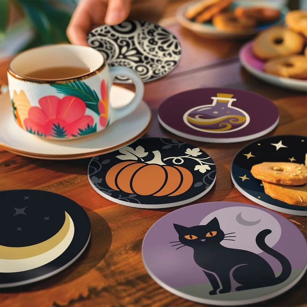 Figured'Art Halloweenmagie schilderen op nummer onderzetters 6 stuks