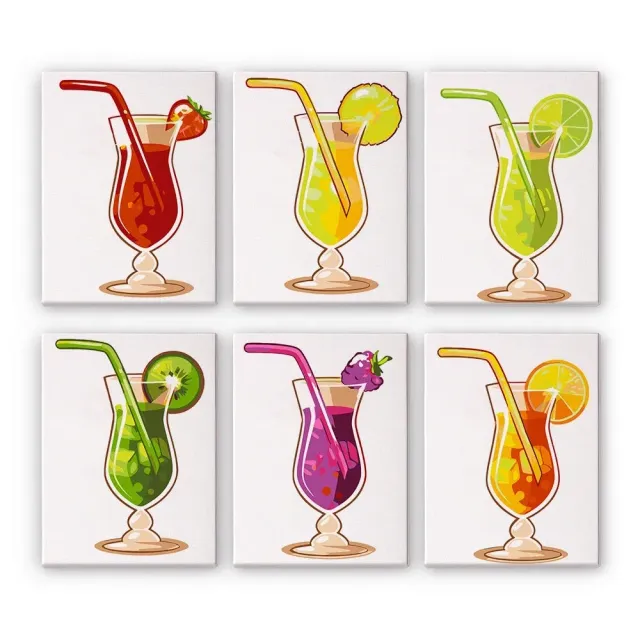 Figured'Art Fruitige Cocktails mini schilderen op nummer 15x20cm 6 stuks