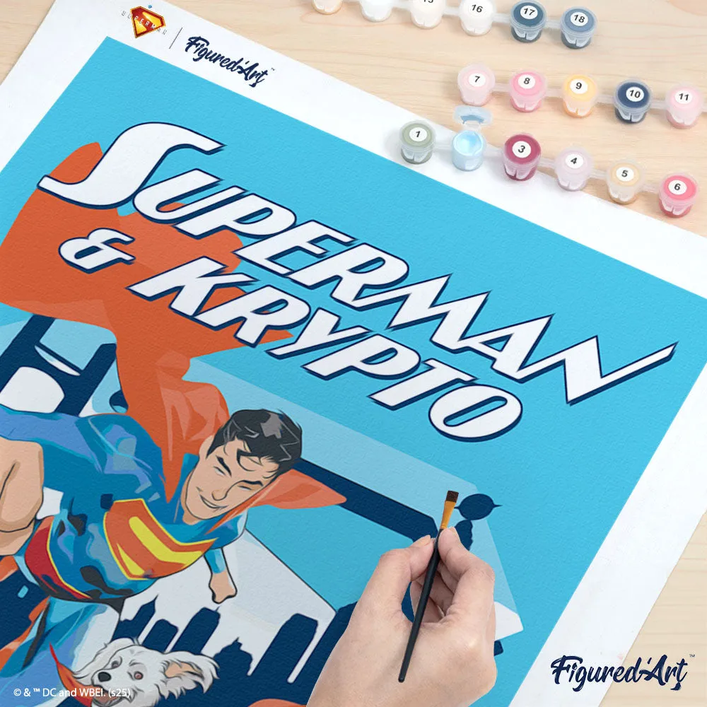 Figured'Art Superman & Krypto Skyline schilderen op nummer 40x50 cm collector