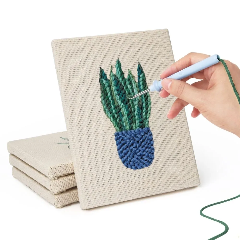Figured'Art Punch Needle Set Groene Oase 4 stuks 15x20cm