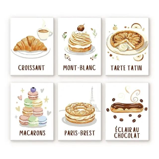 Figured'Art Franse Gebakjes schilderen op nummer 15x20cm 6 stuks