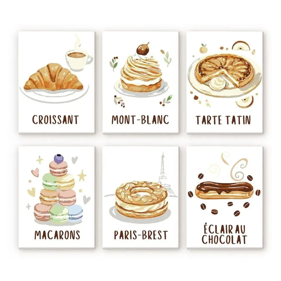 Figured'Art Franse Gebakjes schilderen op nummer 15x20cm 6 stuks