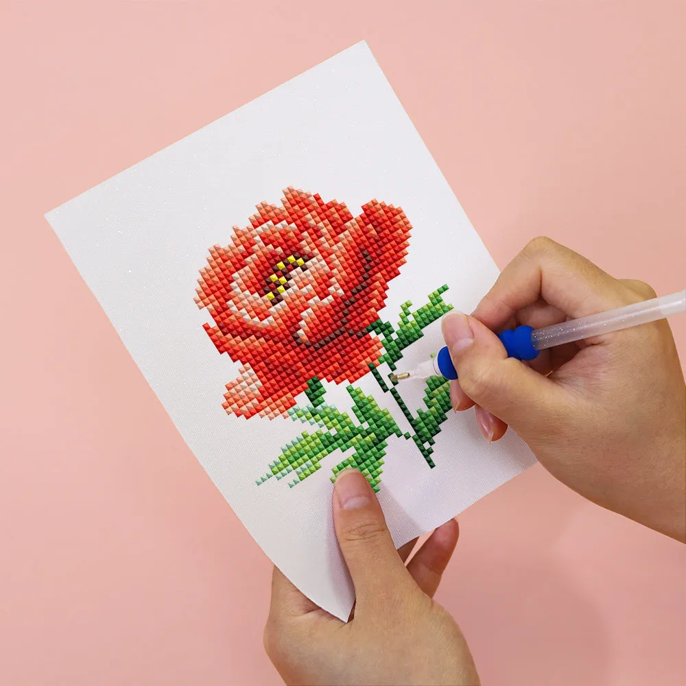 Figured'Art Bloemenkwartet mini diamond painting 15x20 cm 4 stuks