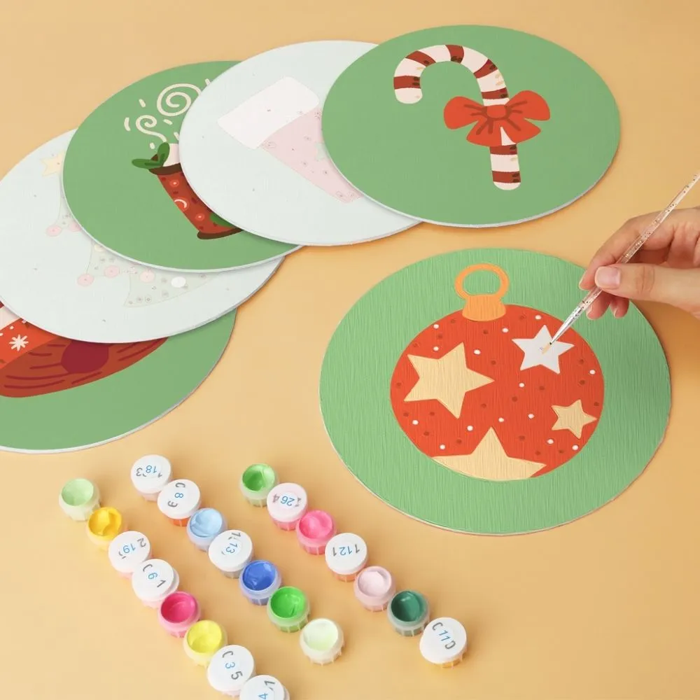 Figured'Art Mini Serie Groene kersticonen schilderen op nummer Ø20cm 6 stuks beginners