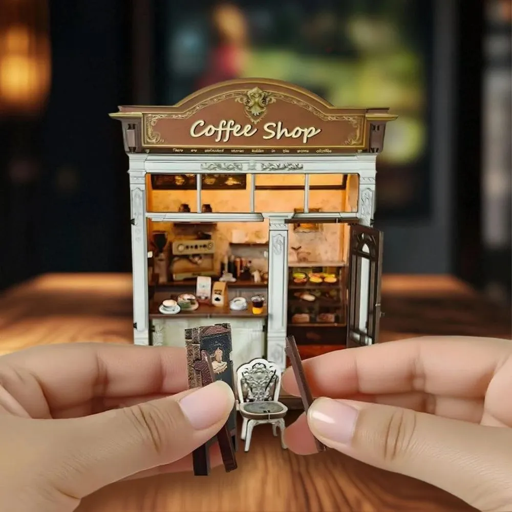 Figured'Art Miniatuurhuisjes Het Koffiehuisje van de Ontmoeting 3D puzzel met led