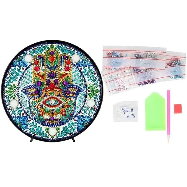 Figured'Art Hand Hamsa led lamp diamond painting 15 cm
