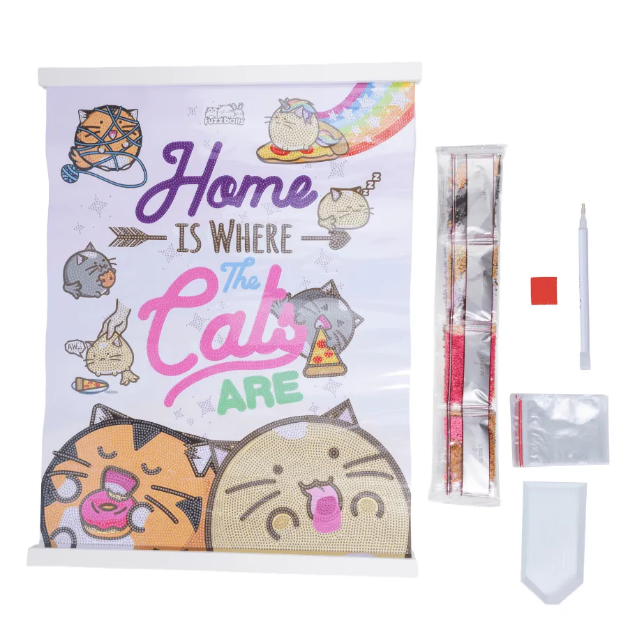 Craft Buddy Crystal Art Home Is Where The Cats Are scroll kit 40x50cm
