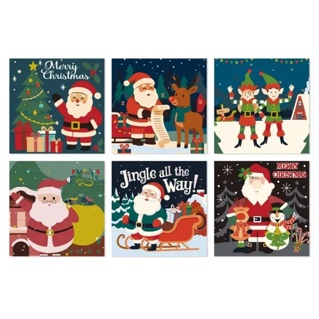 Figured'Art Mini Serie Holly Jolly schilderen op nummer 20x20cm 6 stuks kerst