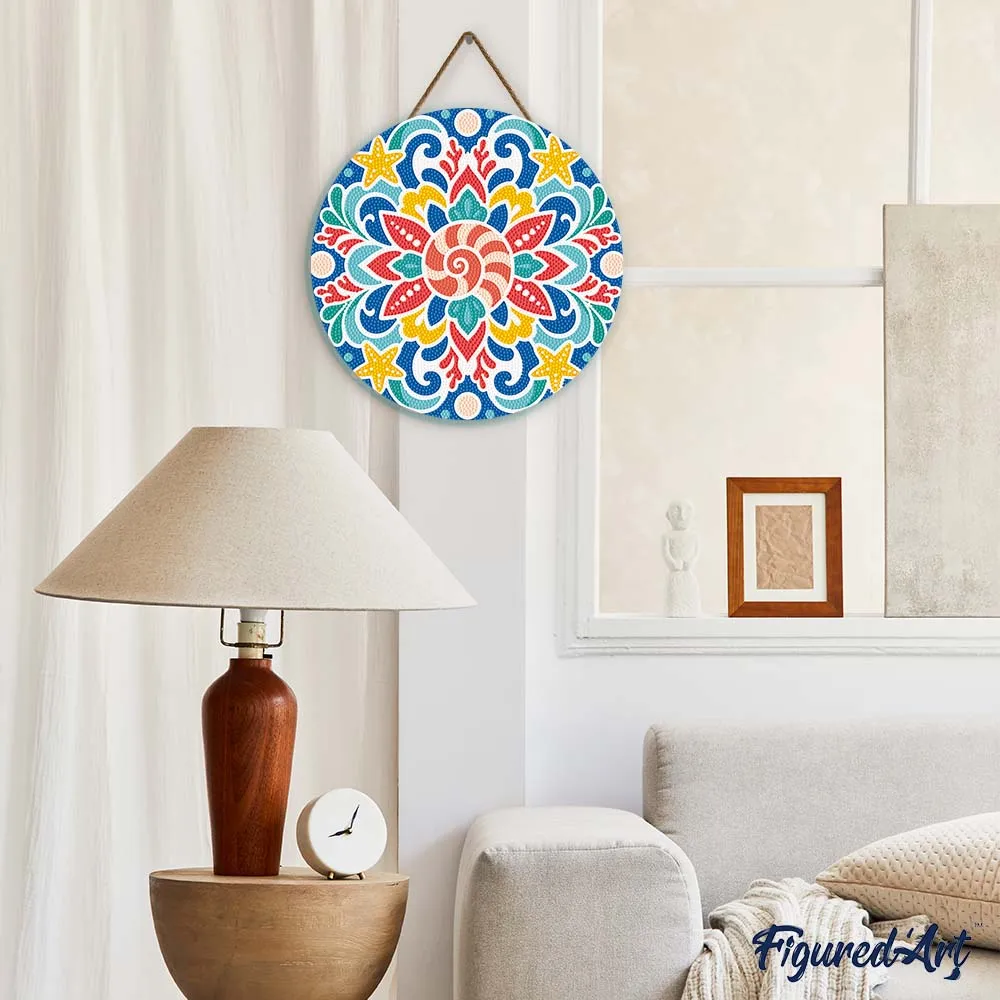 Figured'Art Schelpenmandala diamond painting hout 30cm