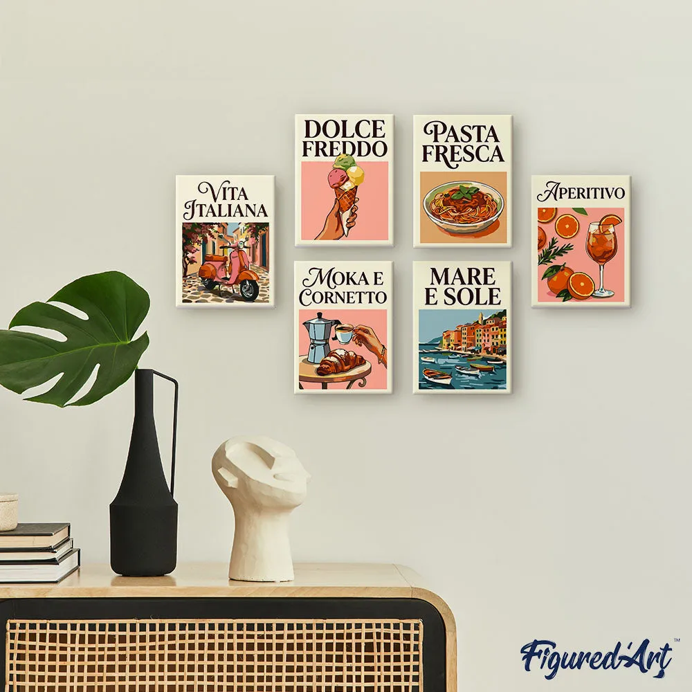 Figured'Art Dolce Vita mini schilderen op nummer 15x20 cm 6 stuks