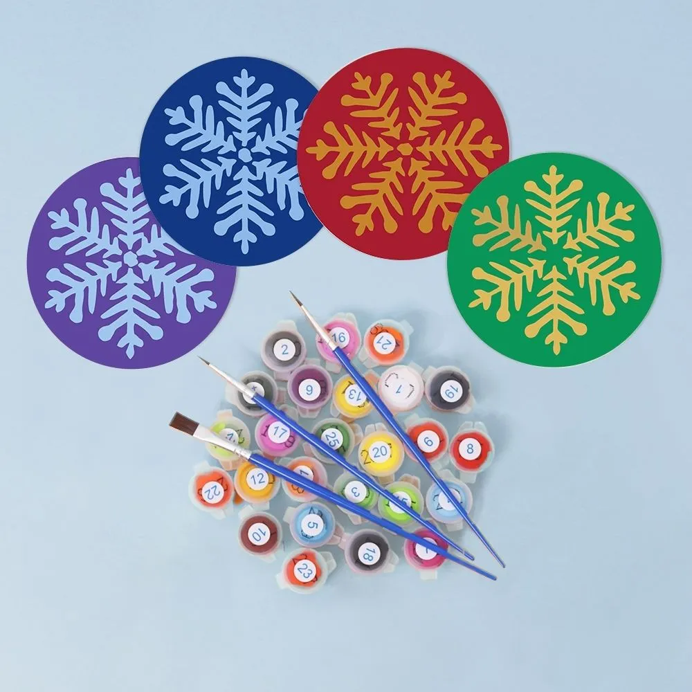 Figured'Art Sneeuwvlok onderzetters schilderen op nummer 4st 10cm
